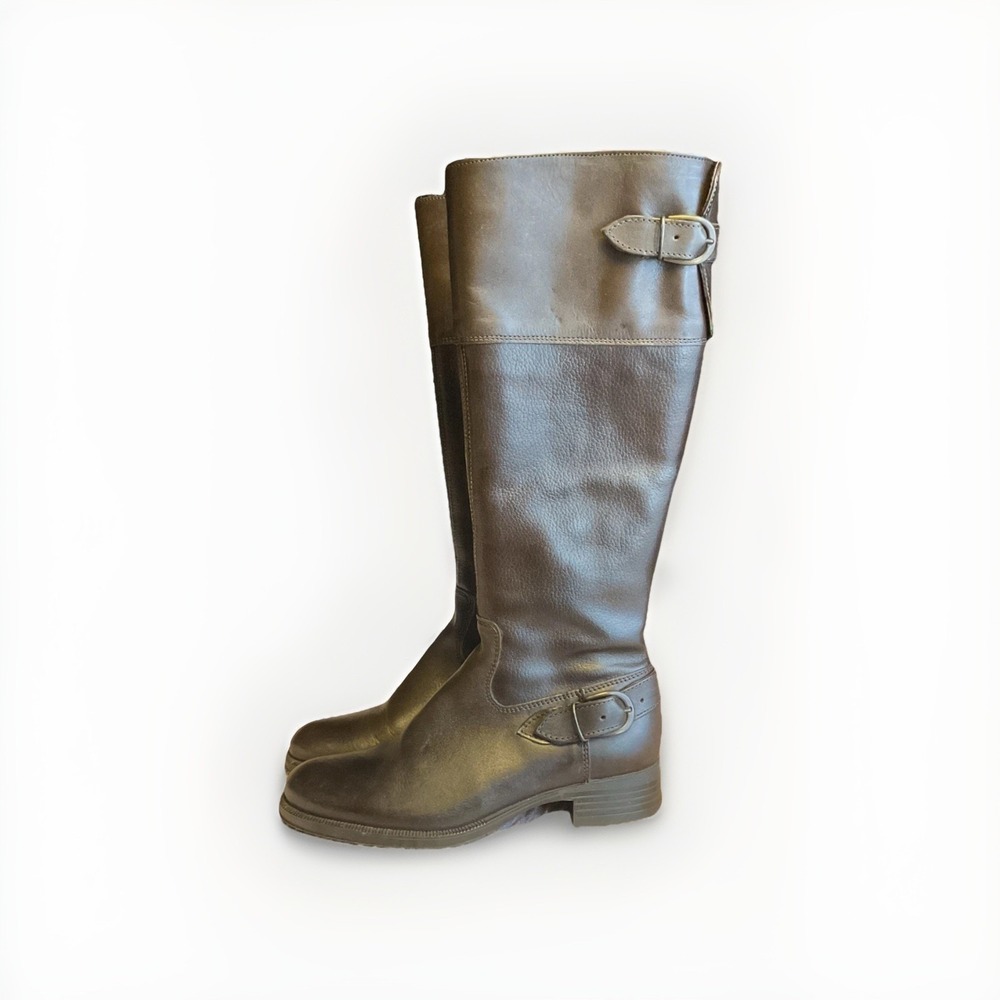 Brown Leather Zip Knee High Riding Boots Size 6 US ALDO
